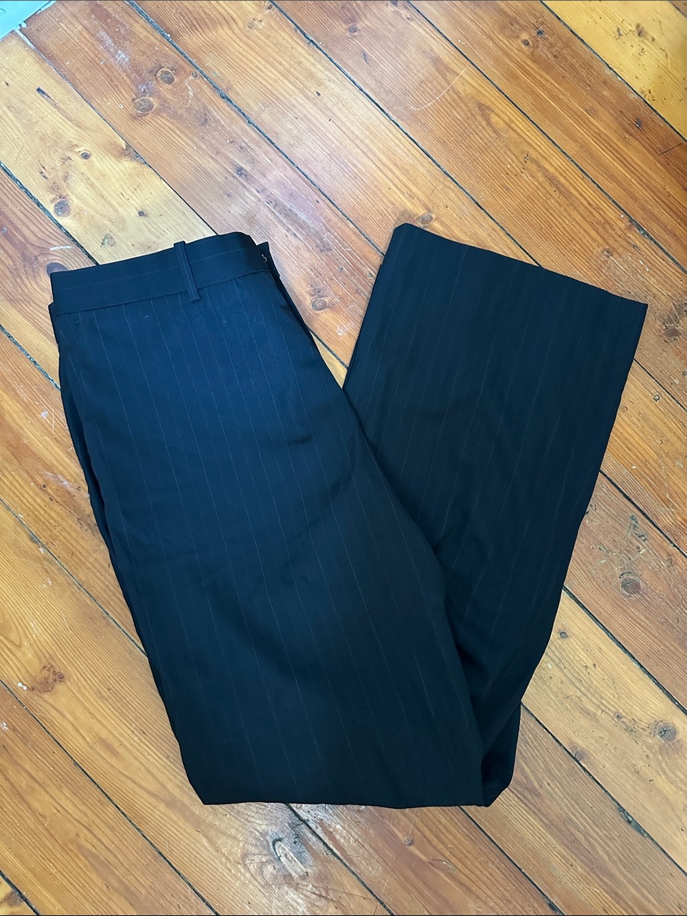 THEORY Wool Pinstripe Careerwear Academia Preppy Office Straight Leg Pants Sz 36